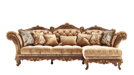 Luxury sofa corner set isolated on transparent background