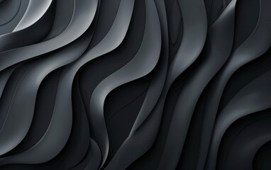 Abstract texture of black waves, smooth satin or silk fabric for background. Place for inscription.