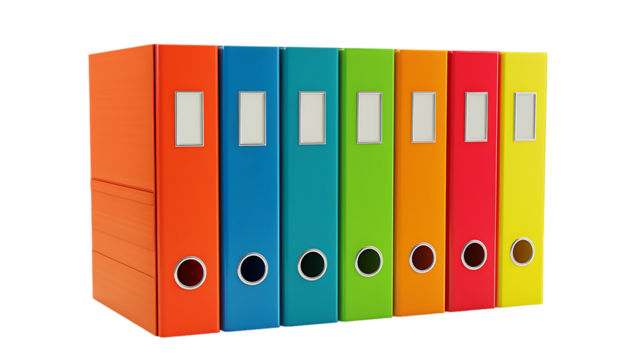 Office folders isolated on transparent background