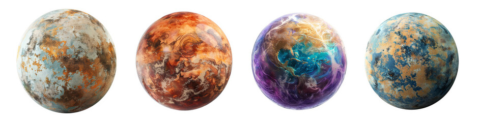 Diverse planetary surfaces space exploration transparent background