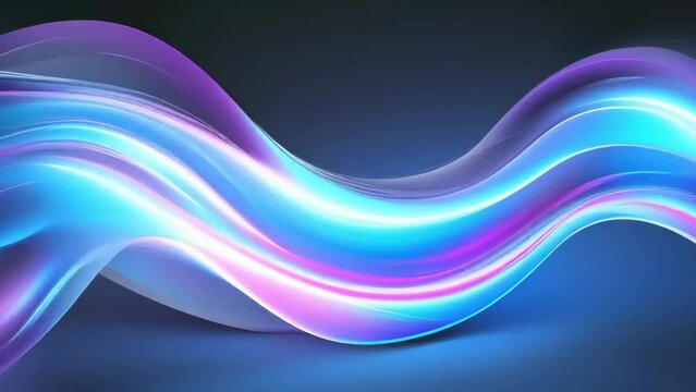 beautiful abstract neon purple and blue colorful wawing fabric art background animation - 4k  new stock video footage animation AI
