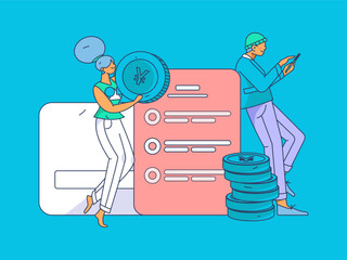 Internet financial management investment flat vector concept operation hand drawn illustration
