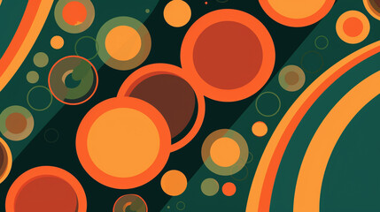 Orange and Dark green retro groovy background presentation design
