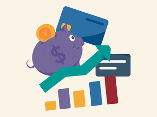 Internet financial management investment flat vector concept operation hand drawn illustration
