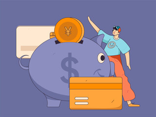 Internet financial management investment flat vector concept operation hand drawn illustration
