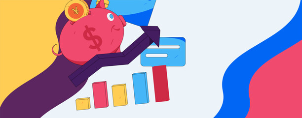 Internet financial management investment flat vector concept operation hand drawn illustration
