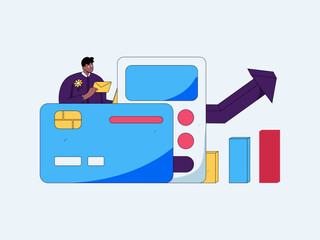 Internet financial management investment flat vector concept operation hand drawn illustration
