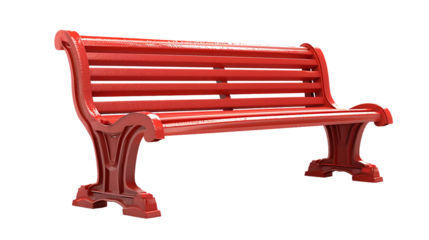 red plastic bench isolated on transparent background