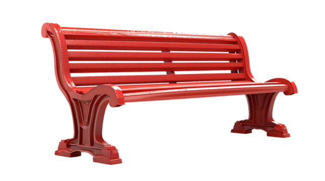 red plastic bench isolated on transparent background