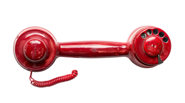 red telephone tube isolated on transparent background