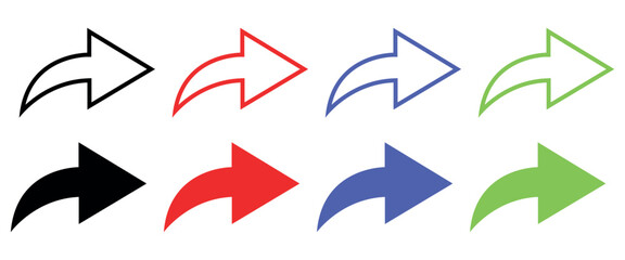 Arrow symbols. Set of Arrow icon. Colourful arrow vector illustration isolated on clear background.