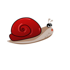 snail isolated on white background hand-drawn  adorable cartoon illustration 