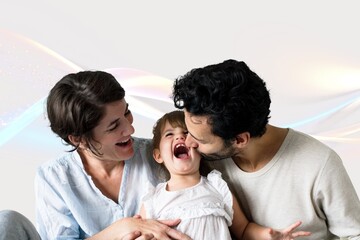 Family time photo of father, mother, and daughter