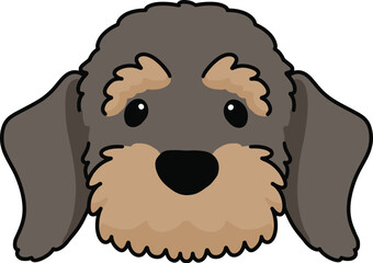 Simple and adorable outlined illustration of Wire Haired Dachshund face