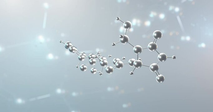 Imidazolidinyl urea rotating 3d molecule, molecular structure of antimicrobial preservative, seamless video