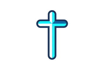 Obraz premium Illustration of a blue cross symbol on transparent background representing faith, spirituality, and religion.