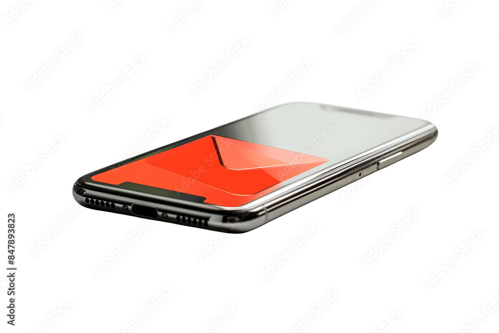 Poster modern smartphone displaying a red email icon on its screen, symbolizing communication and digital m