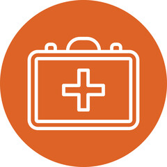 First aid kit line circle icon