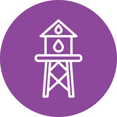 Water tower line circle icon