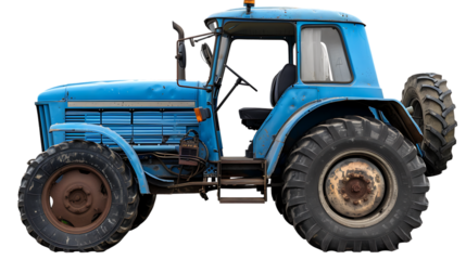 Small agricultural tractor isolated on transparent background