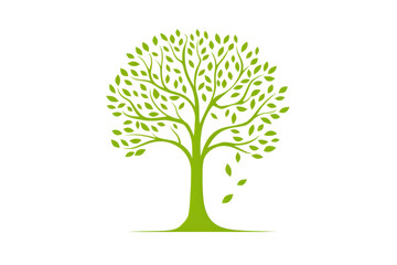 Vector illustration of a green tree with leaves and roots, symbolizing nature, growth, and environmental conservation. Perfect for eco-friendly designs.