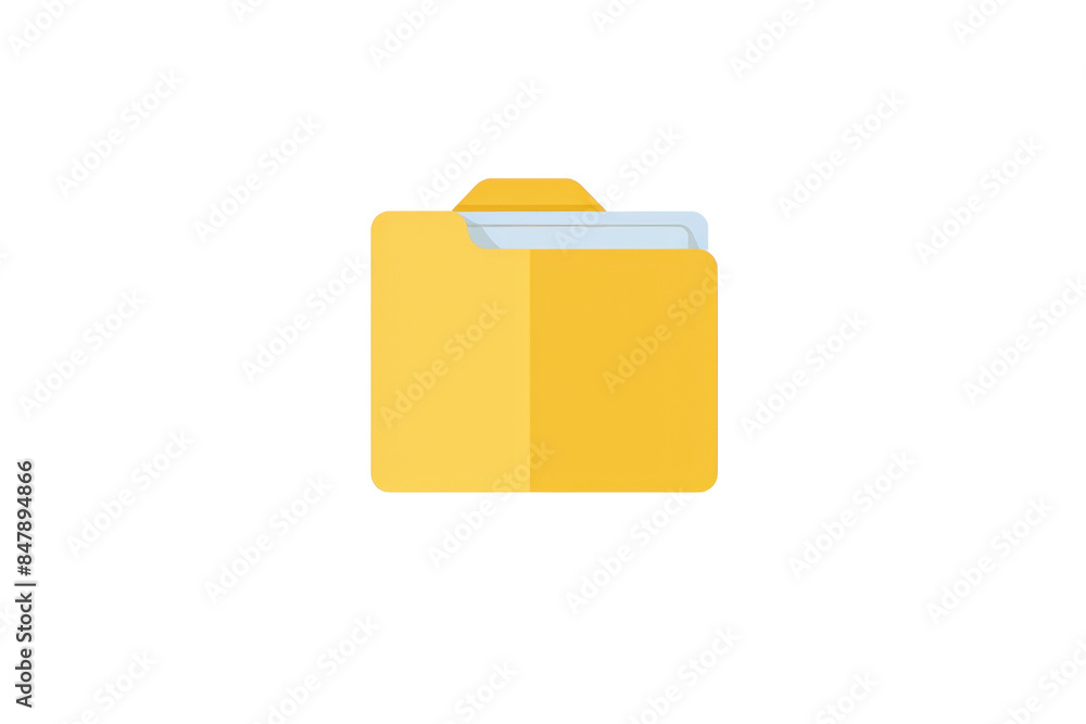 Poster yellow folder icon on black background representing organization, storage, or file management in dig