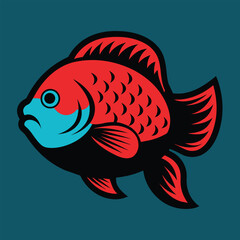 Solid color Flowerhorn Fish animal vector design