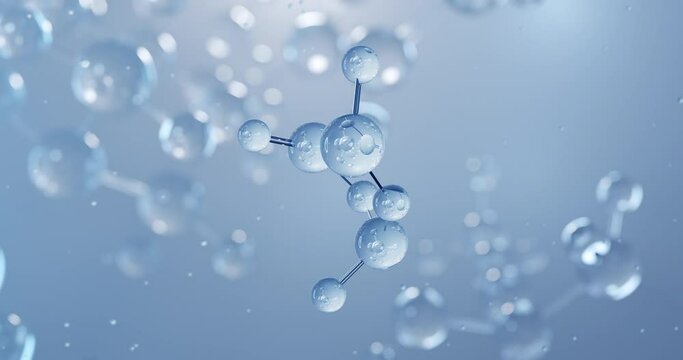 Aluminium silicate, rotating 3D model of e559, seamless looped video, molecular structure with selective focus