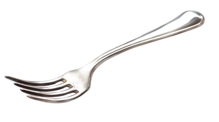 Stainless steel fork isolated on transparent background