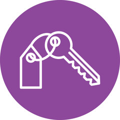 Room key line circle icon