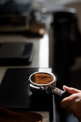 glass of coffee with milk on the table