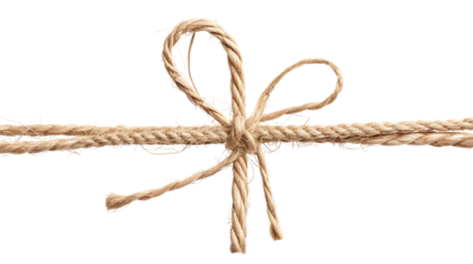 string or twine tied in a bow isolated on transparent background