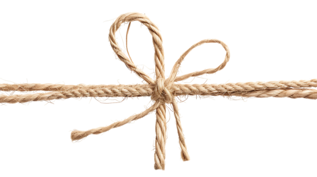 string or twine tied in a bow isolated on transparent background