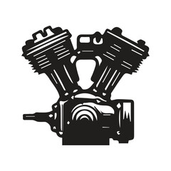 Motorcycle engine illustration on white background. element for poster, emblem, sign, badge. illustration,