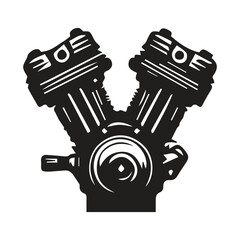 Motorcycle engine illustration on white background. element for poster, emblem, sign, badge. illustration,