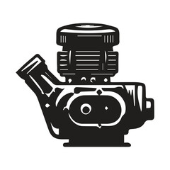 Motorcycle engine illustration on white background. element for poster, emblem, sign, badge. illustration,
