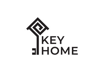 simple creative key home logo vector design
