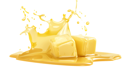 Tasty fresh melting butter isolated on transparent background