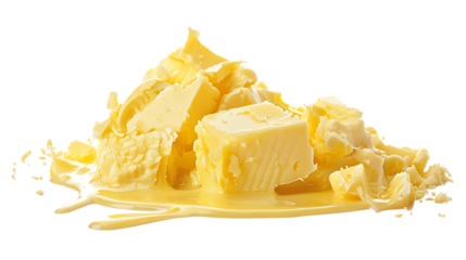 Tasty fresh melting butter isolated on transparent background