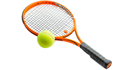 Tennis racket and ball isolated on transparent background