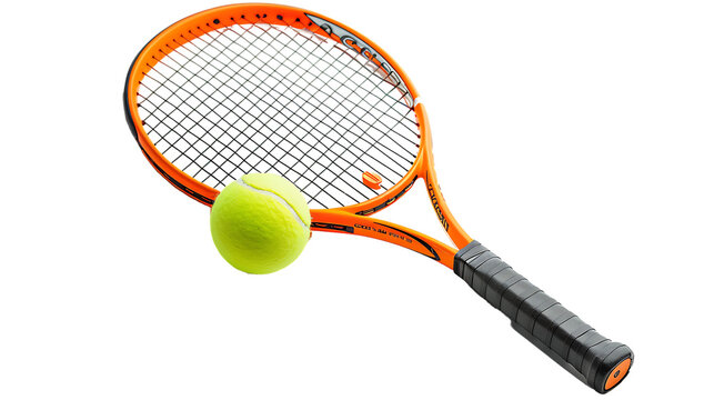Tennis racket and ball isolated on transparent background - Powered by Adobe