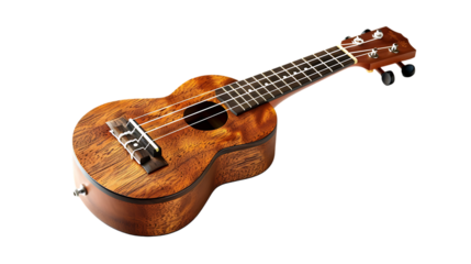 The brown ukulele isolated on transparent background