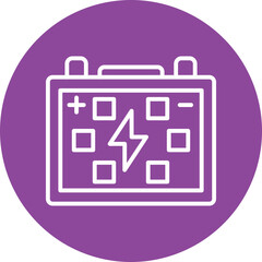 Battery line circle icon