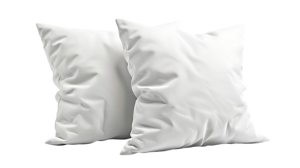 Two white pillows isolated on transparent background