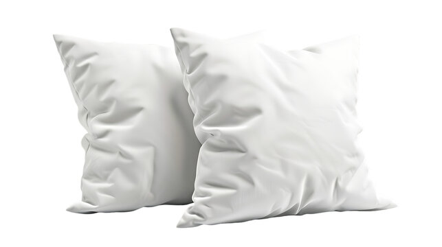 Two white pillows isolated on transparent background
