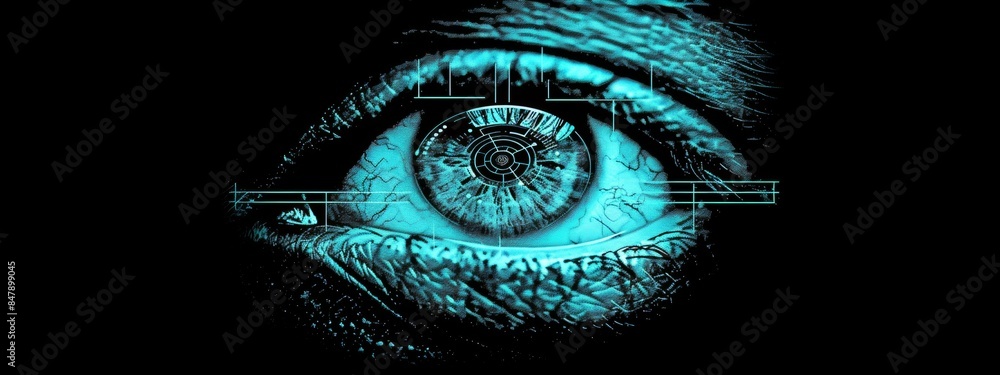 Aufkleber biometric authentication concept with visuals of iris scanning.