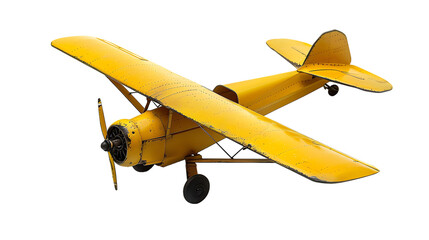 Vintage Yellow Metal toy plane isolated on transparent background