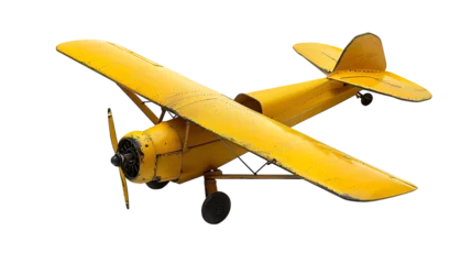 Vintage Yellow Metal toy plane isolated on transparent background