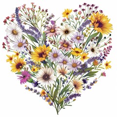 flores silvestres formando un corazón 
