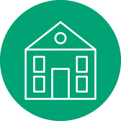 Dolls house line circle icon